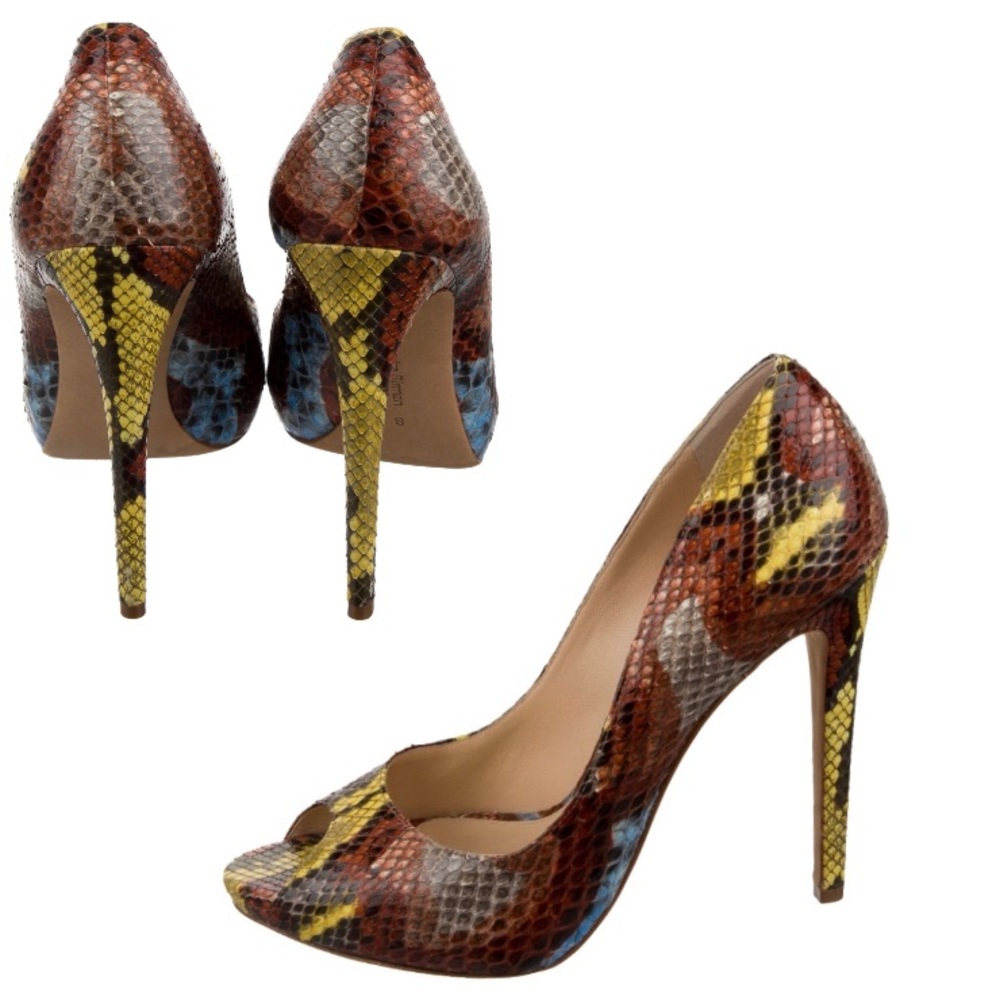 Alexandre Birman Multi Snakeskin Peep-Toe Pumps